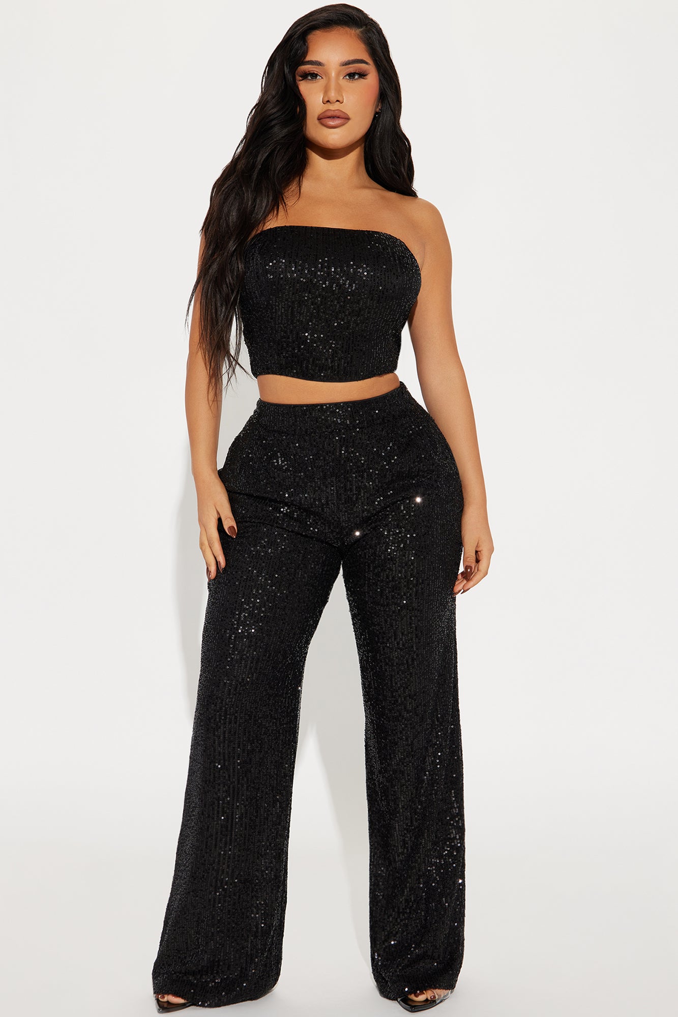 Stella Sequin Pant Set - Black