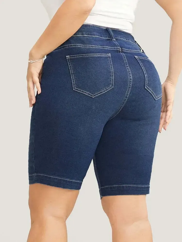 4 Pack Very Stretchy High Rise Dark Wash Denim Shorts