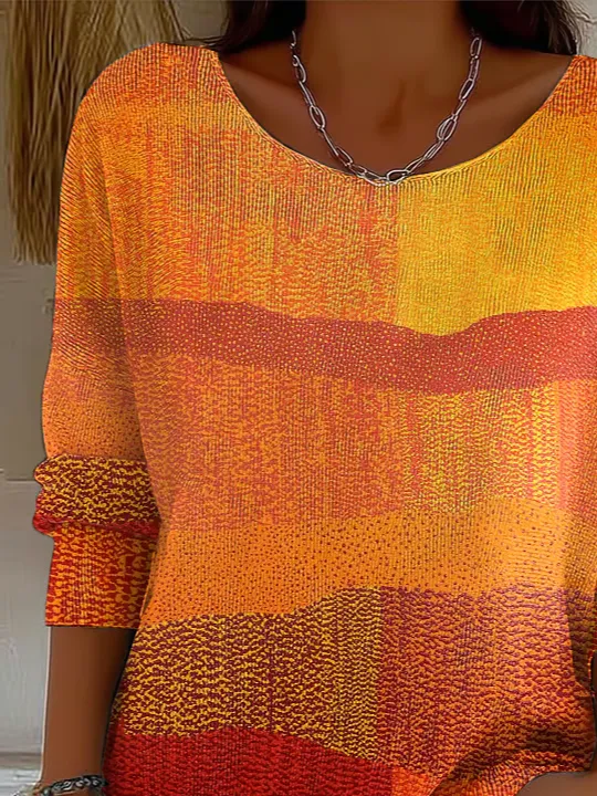 Regular Fit Casual Abstract Printing Sweater