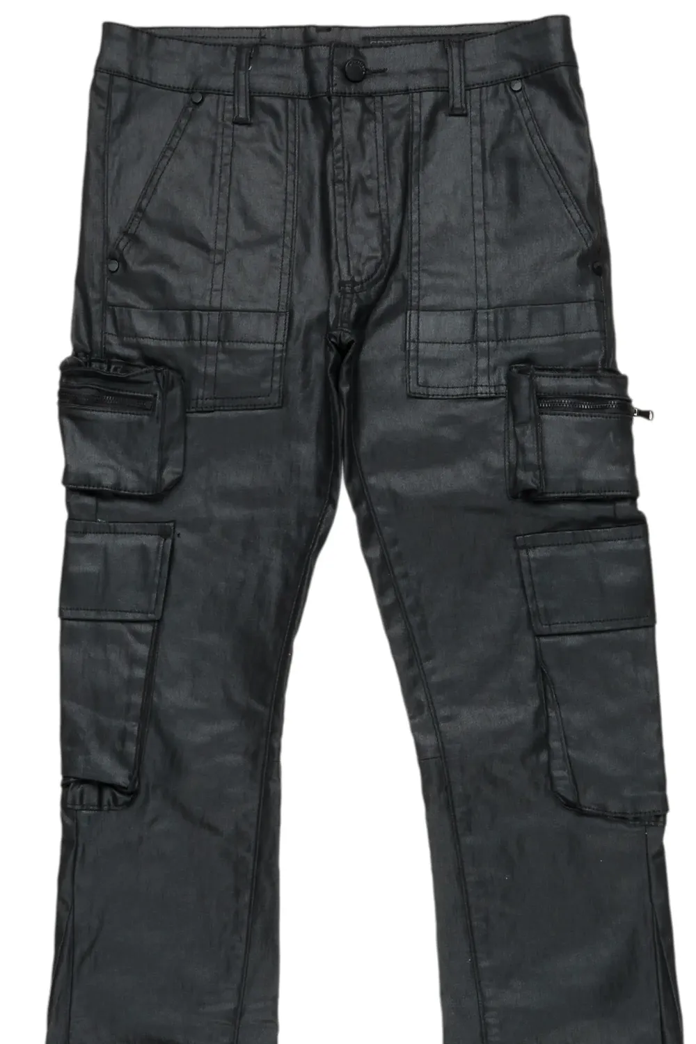 Ritz Black Coated Stacked Flare Jean