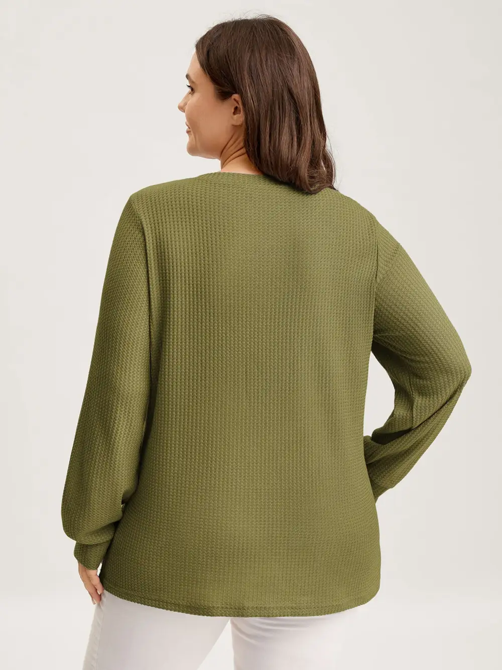 Waffle Spliced Floral Lace Sweatshirt