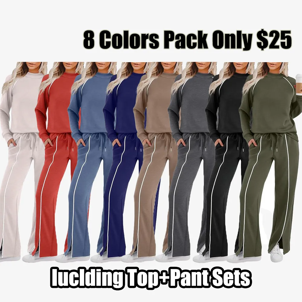 Women's 2 Piece Lounge Set  Wide Leg Pant Matching Sets