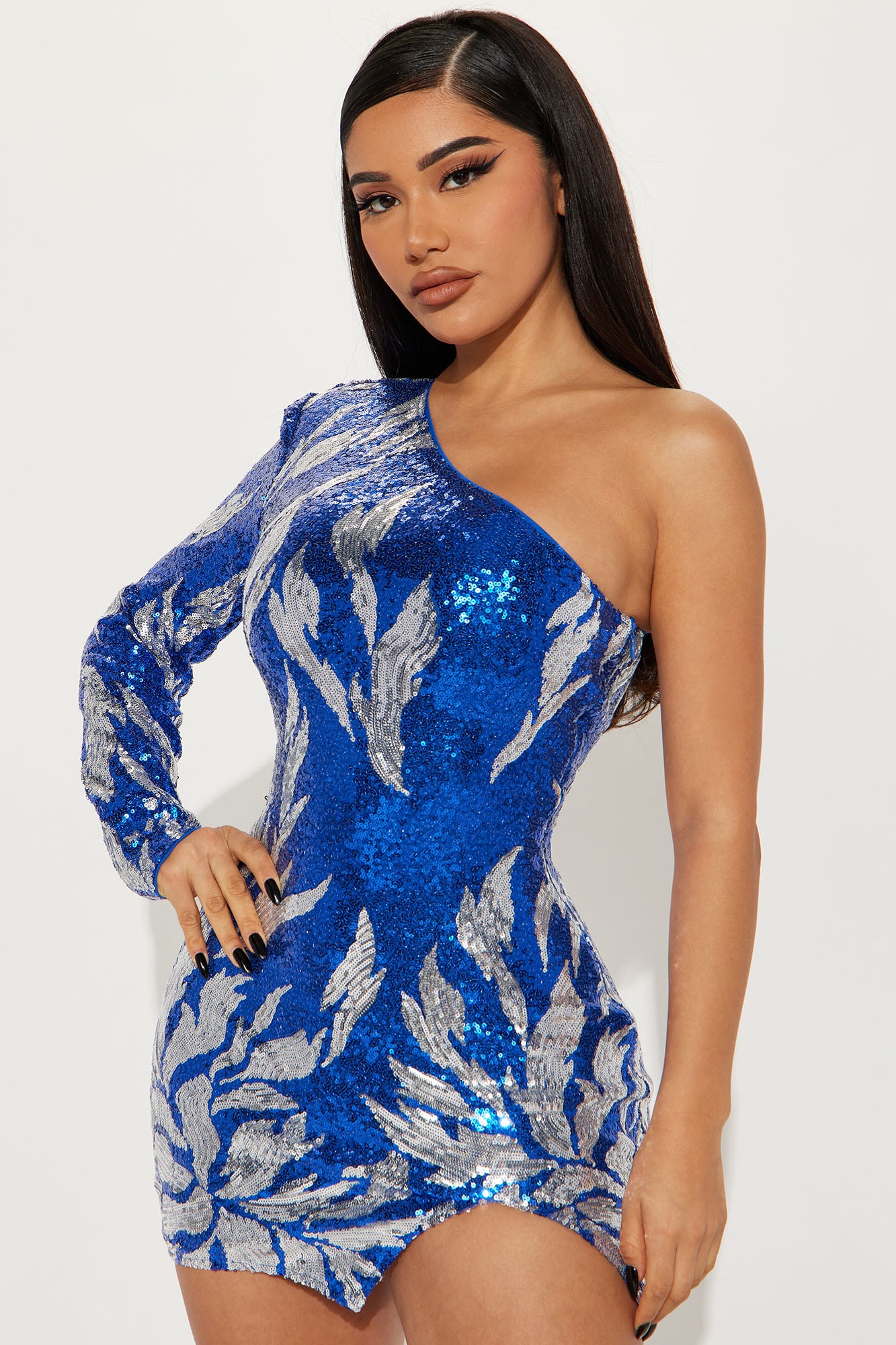 Mami On Fire Mini Dress - Royal/combo