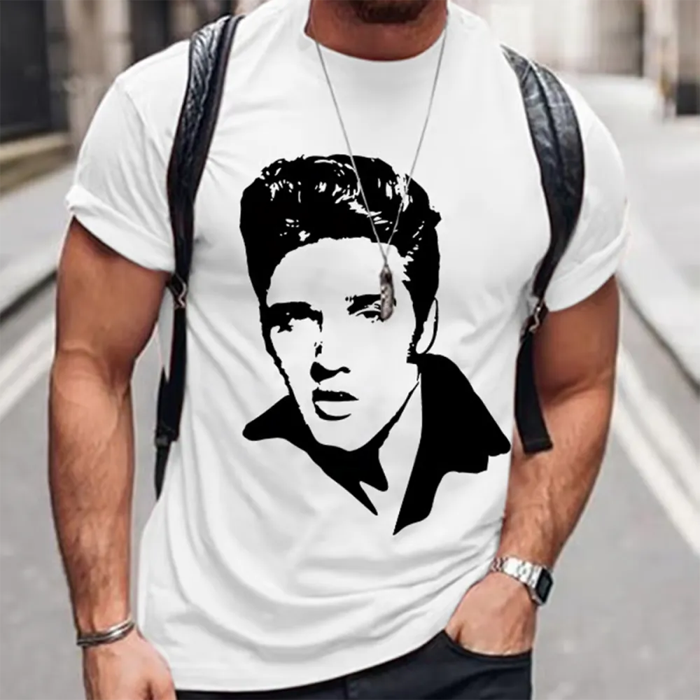 Men's Print Short Sleeve Round Neck Cotton T-Shirt