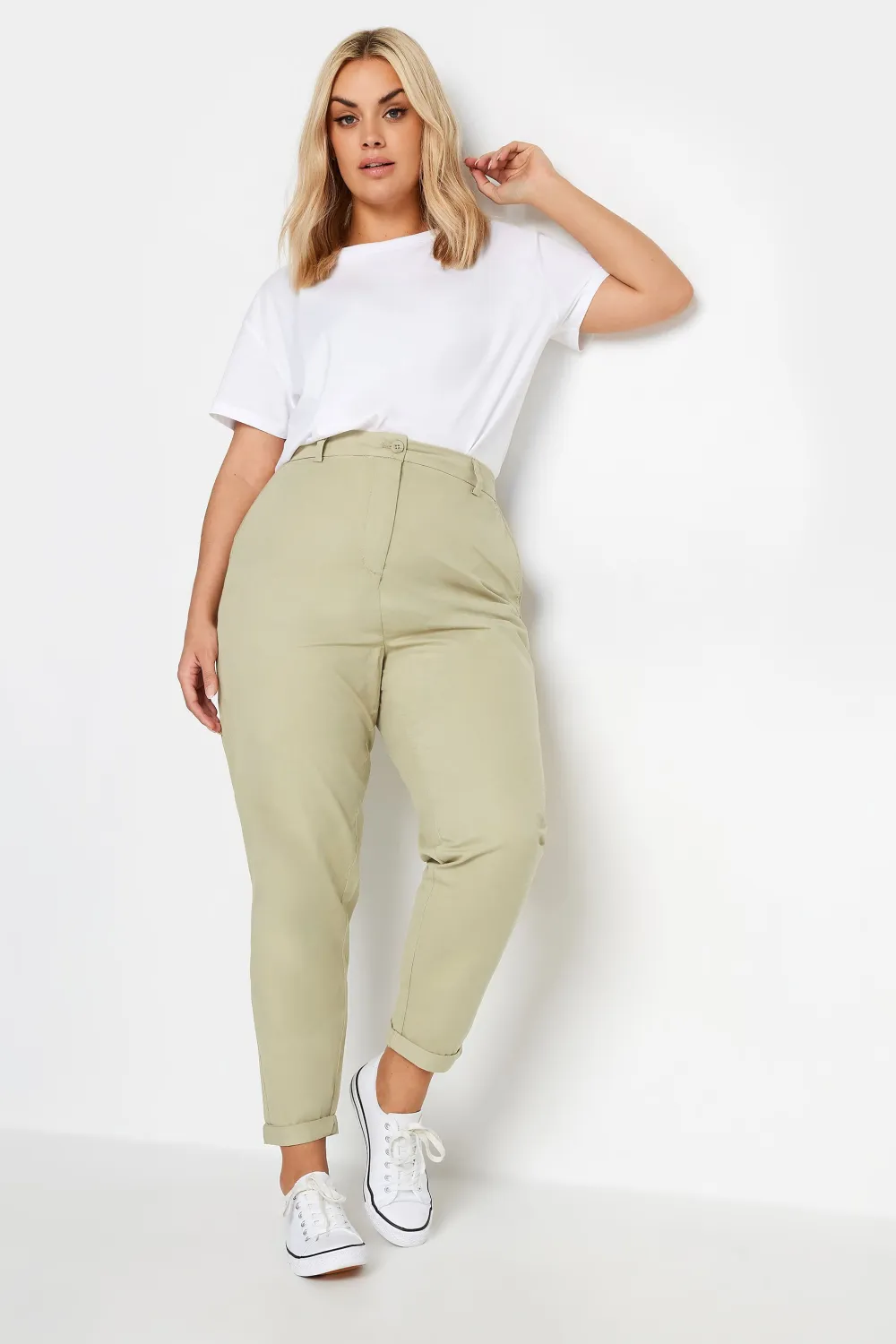 YOURS Curve Dark Blue Straight Leg Chino Trousers