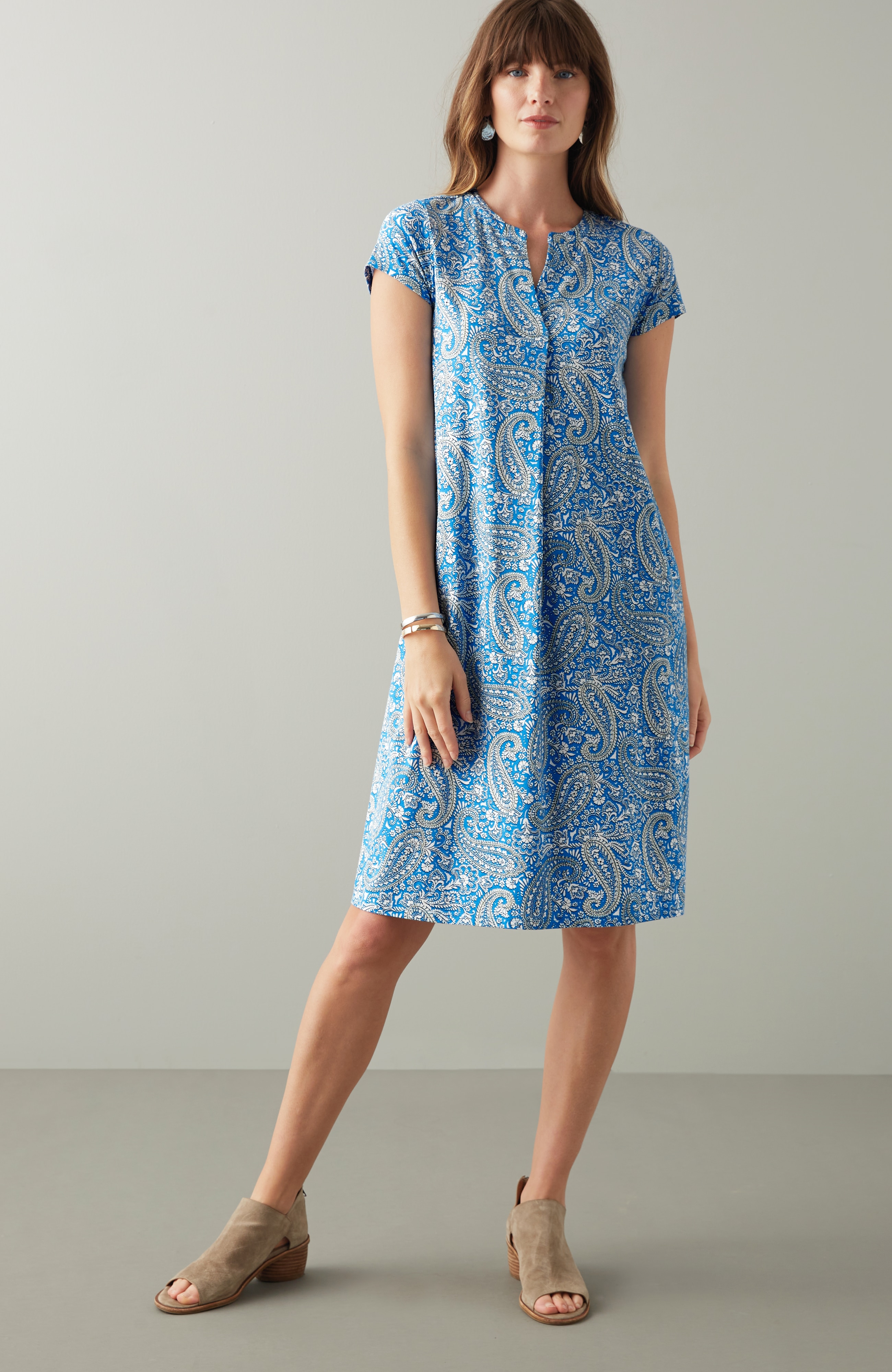 Paisley-Printed A-Line Dress
