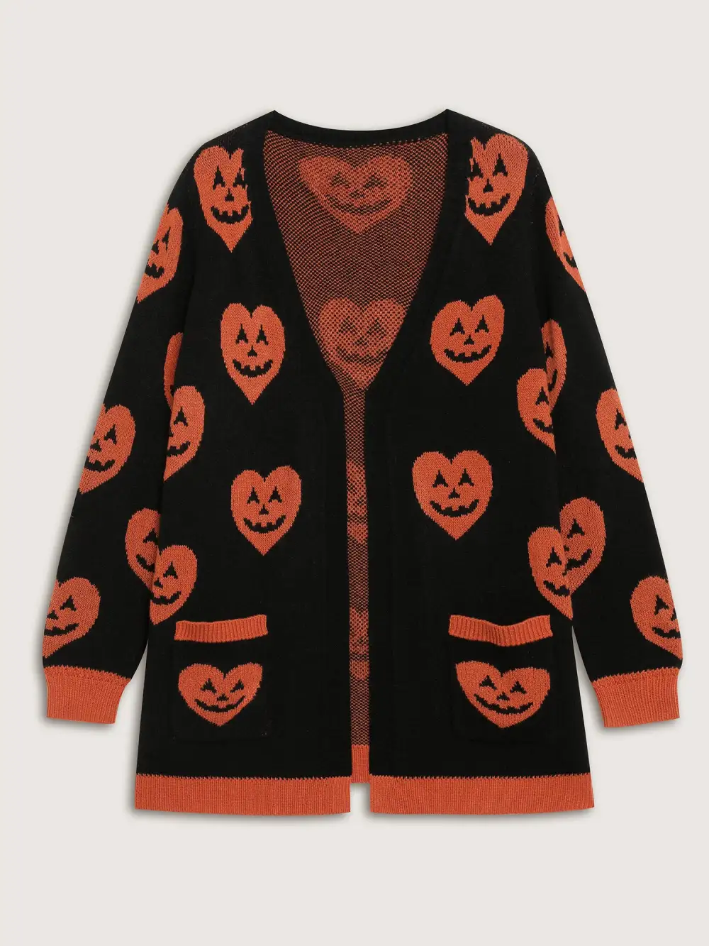 Pumpkin Hearts Halloween Pockets Cardigan