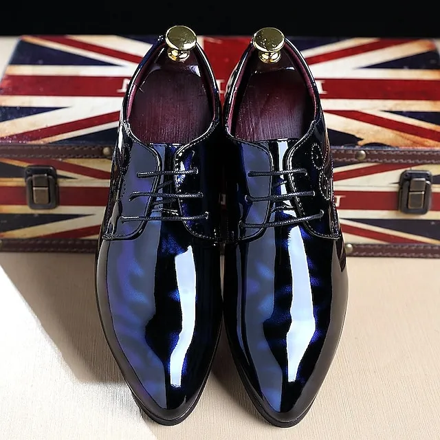 Men's Oxfords Dress Shoes Business Classic British Daily Party & Evening Office & Career Patent Leather Breathable Wear Proof Black Burgundy Royal Blue Summer Spring Fall