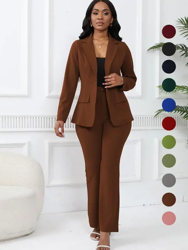 Women's Two-Piece Blazer & Suit Pants - Elegant Business Casual