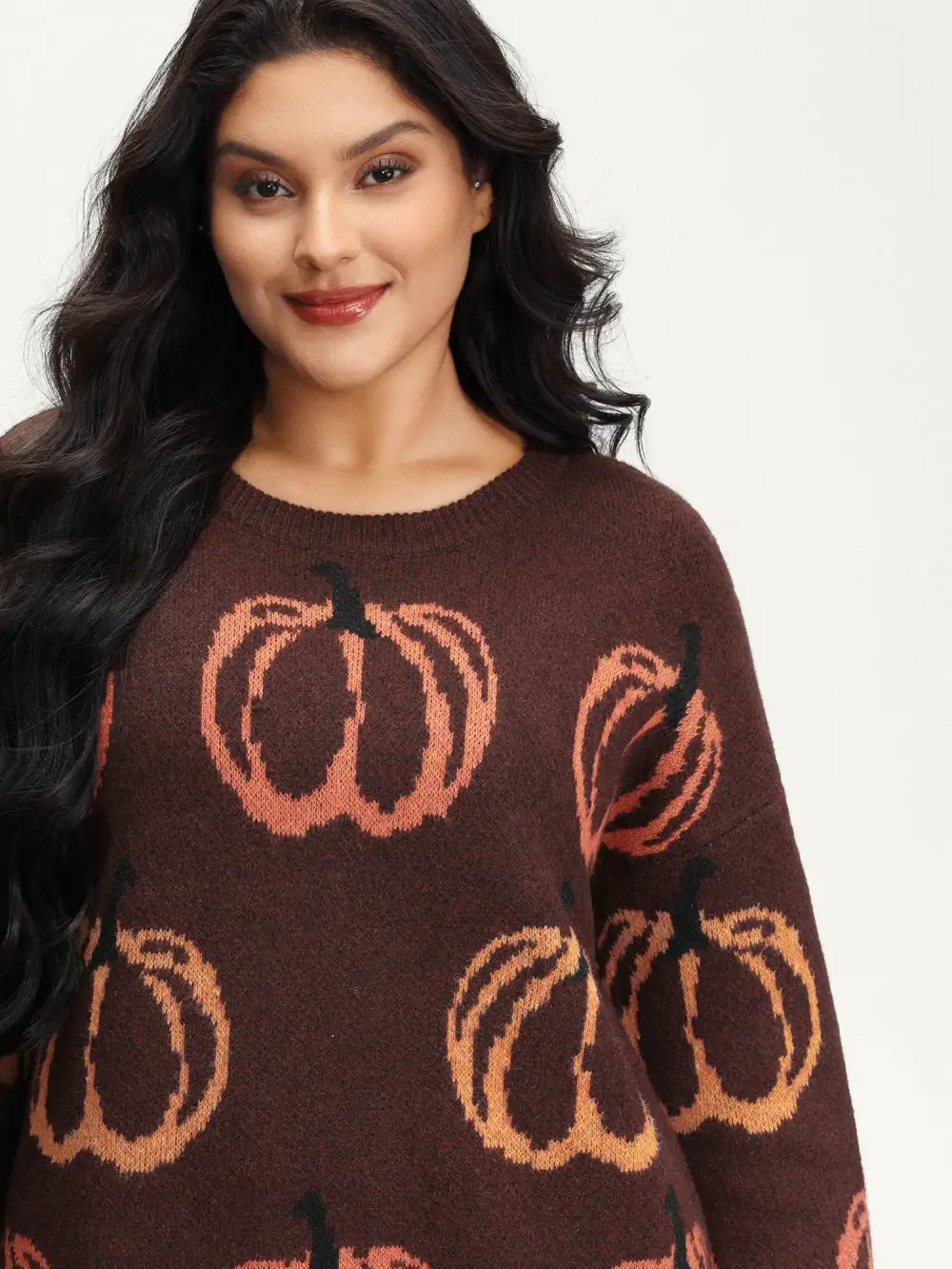 Pumpkin Patch Print Drop Shoulder Pullover