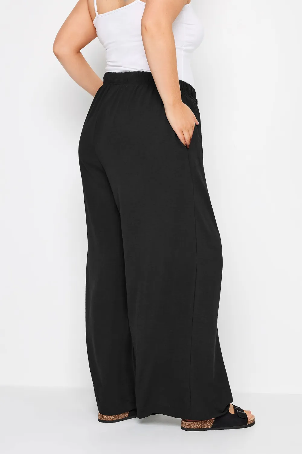 YOURS Curve Grey Twill Wide Leg Trousers