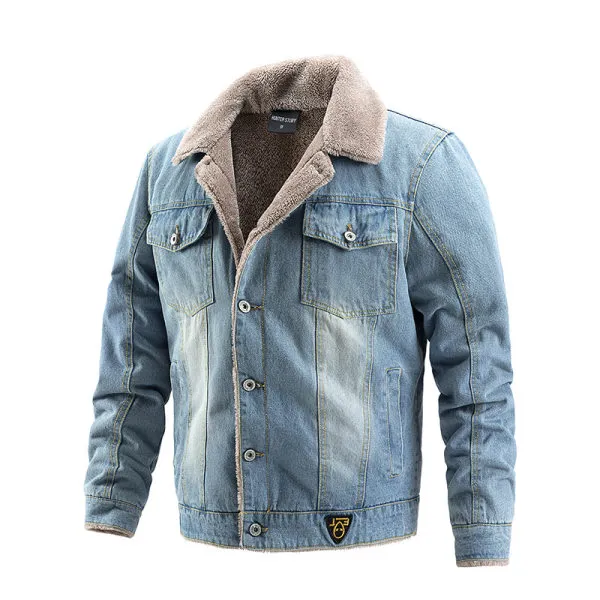 Men's Autumn Winter Plus Velvet Warm Casual Denim Jackets
