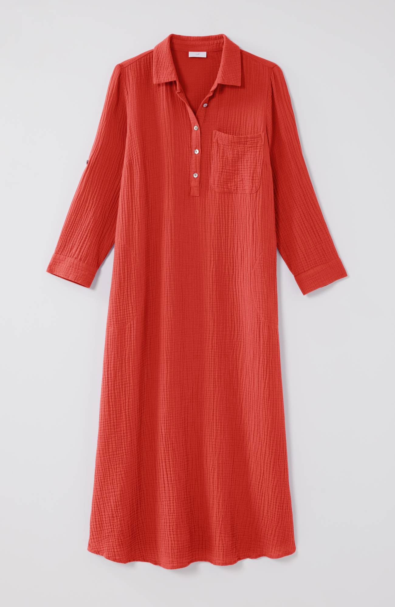 Cotton-Gauze One-Pocket Shirtdress