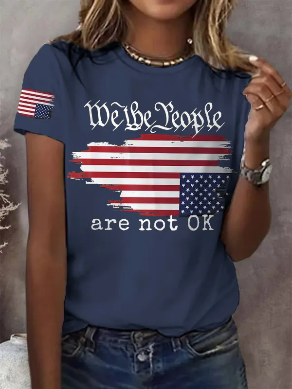 Women'S T-Shirt Retro We The People Are Not Ok Print T-Shirt