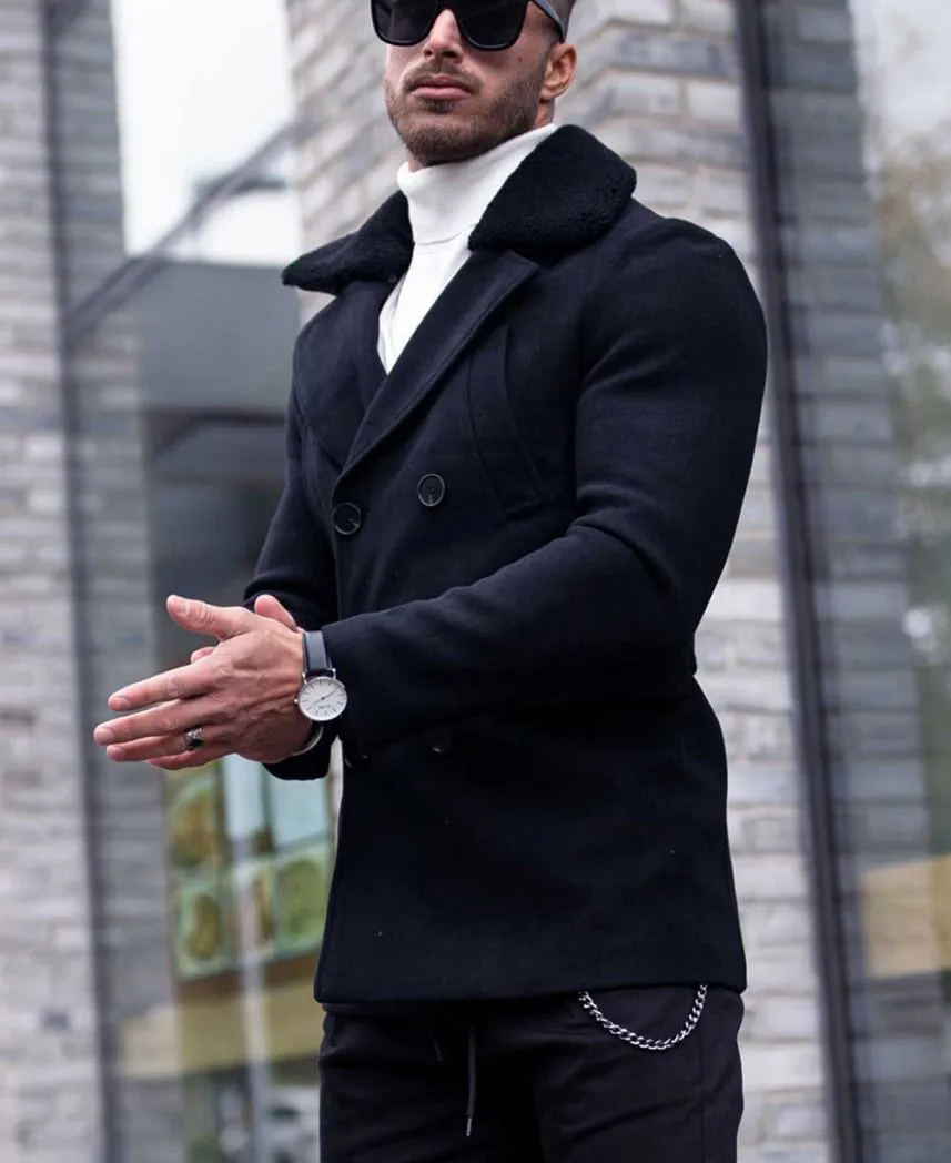 Bonucci Leather Coat Short Black