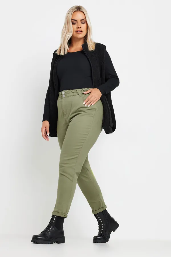 YOURS Curve White Stretch Elasticated Waist MOM Jeans
