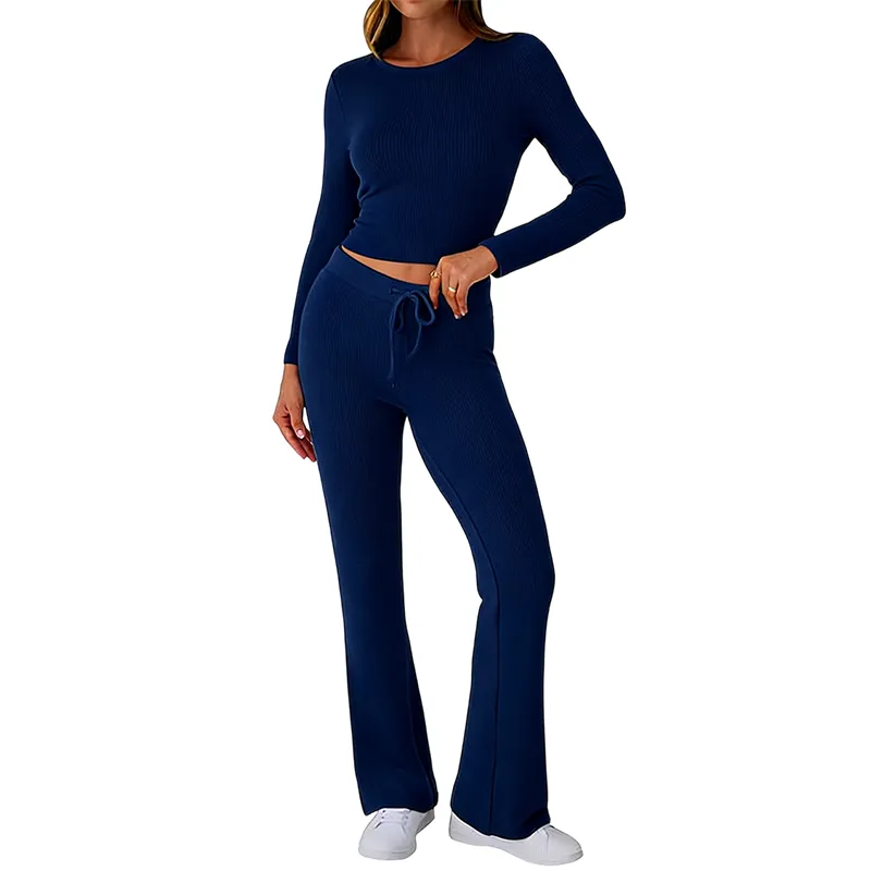 Women's Foldover Flare Leggings & Crop Top Set