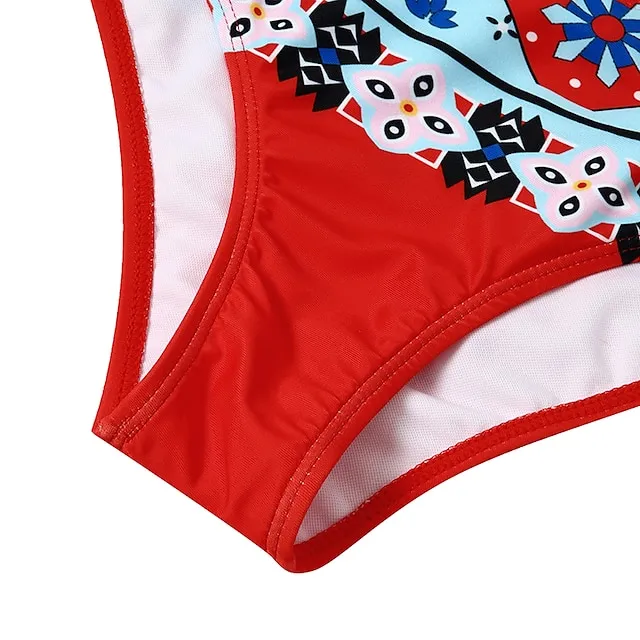 Women's Bikinis 2 Piece Sets Swimsuit Backless Halter Sexy Boho Floral Print Summer Beach Wear Bathing Suits