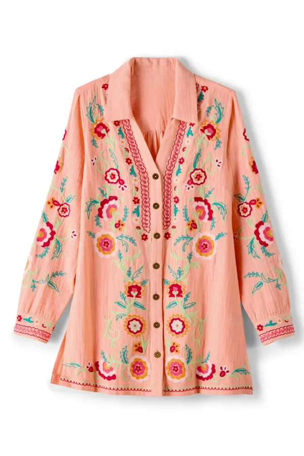 Alessia Embroidered Gauze Tunic