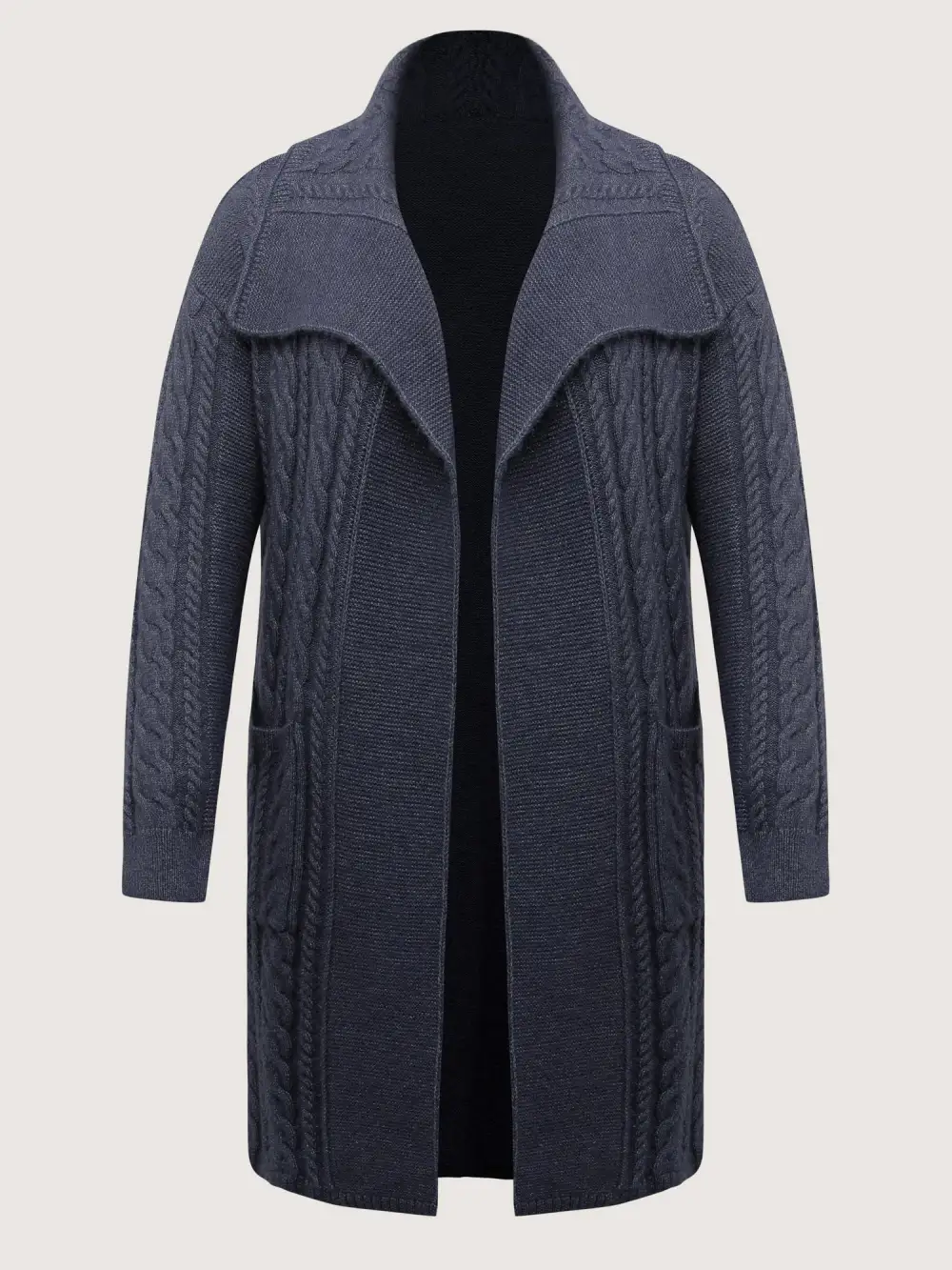 Twisted Texture Pockets Slit Knit Cardigan