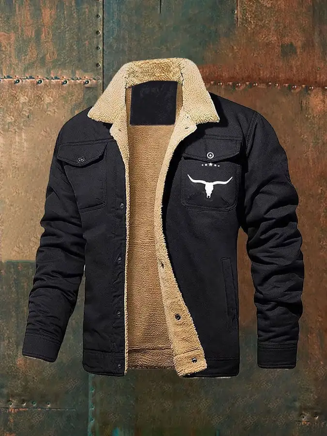 Men's retro western winter fleece jacket