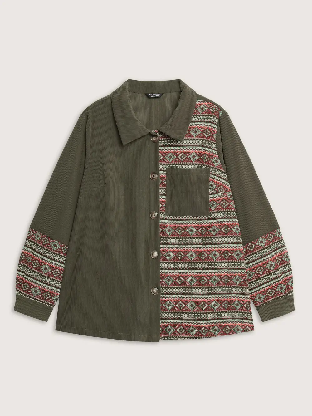 Corduroy Spliced Yarn-Dyed Contrast Jacket