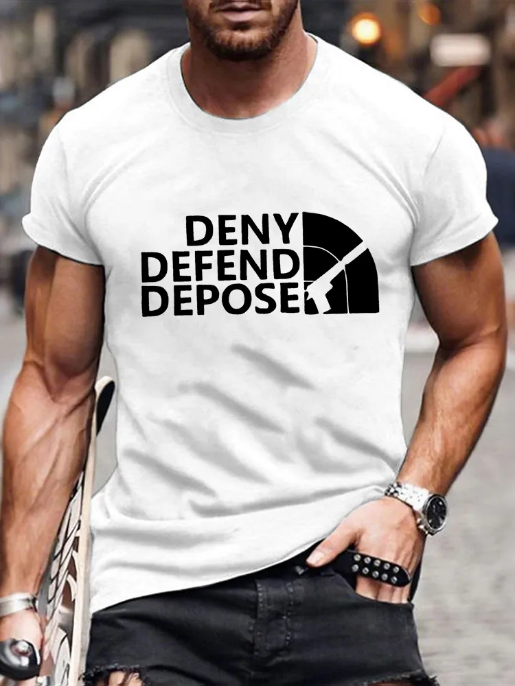 Men'S Deny Defend Depose Short Sleeve Round Neck Pure Cotton T-Shirt