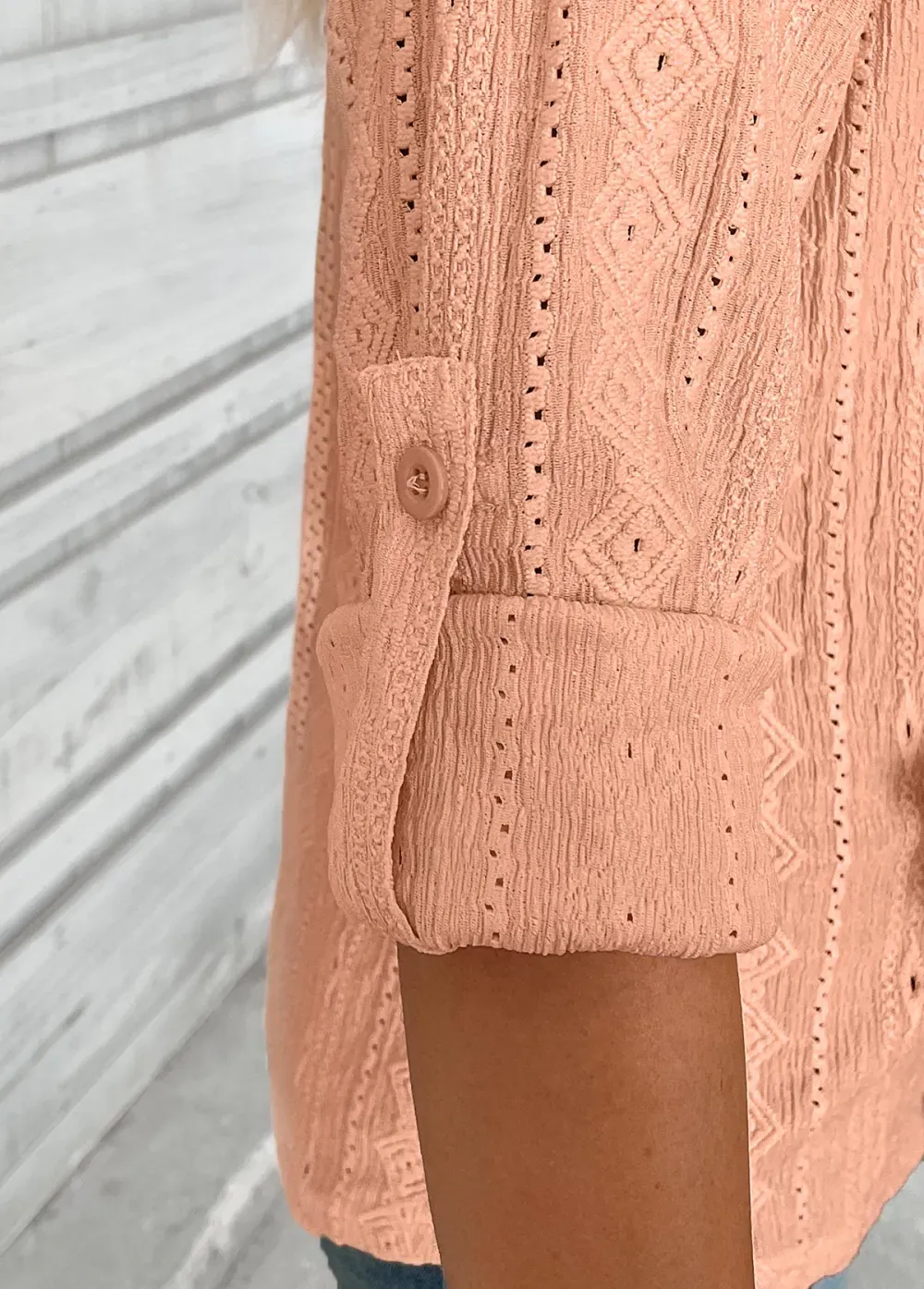 Dusty Pink 3/4 Sleeve Split Neck Blouse