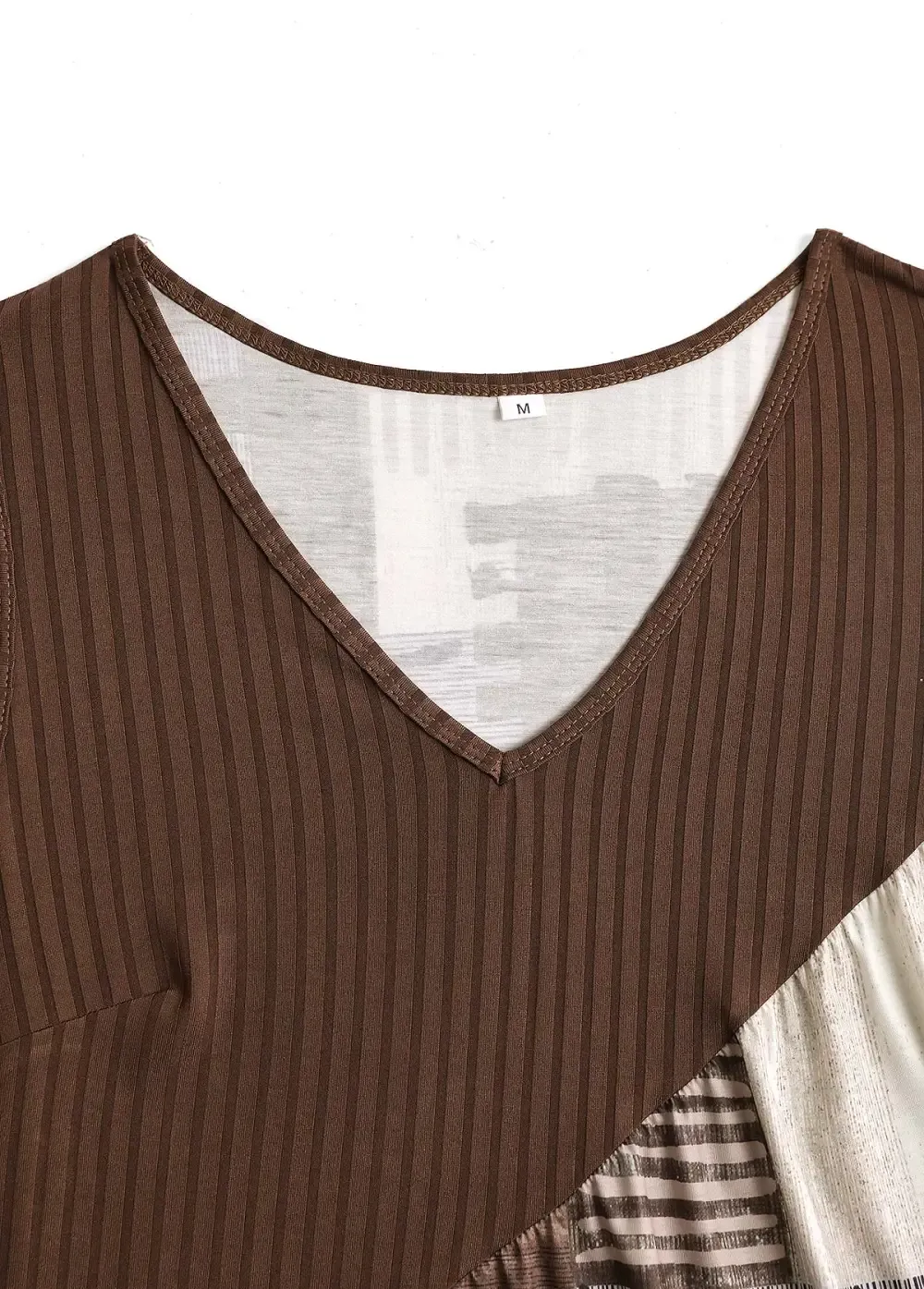 Gray Brown Patchwork Geometric Print A Line Sleeveless Dress