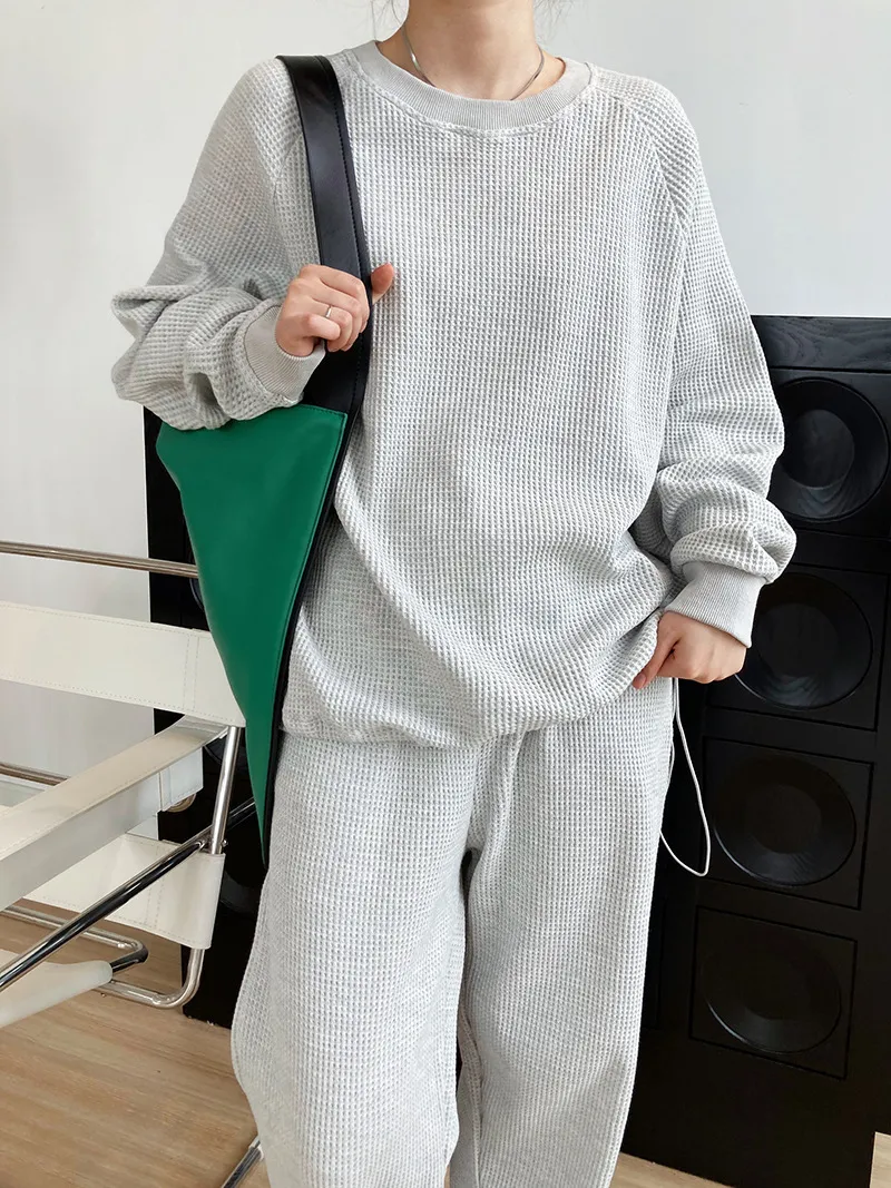 Waffle loose fashion casual sports suit