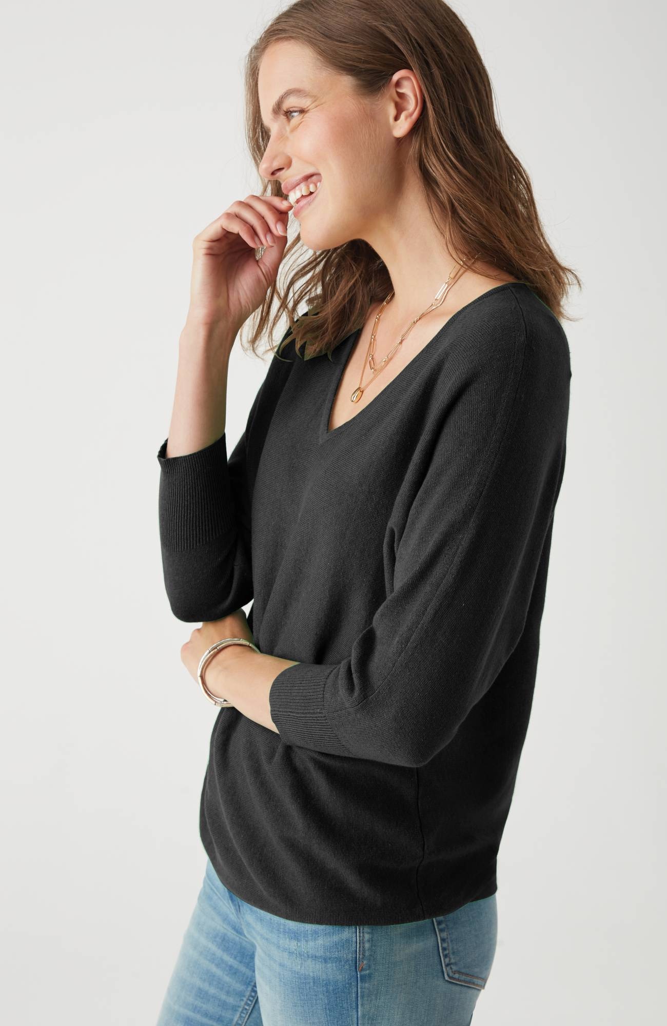 V-Neck Dolman Pullover Sweater