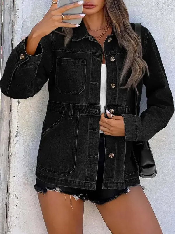 Womens Oversized Denim Jacket Distressed Button Down Boyfriend Jean Jackets 2025 Trendy Shacket