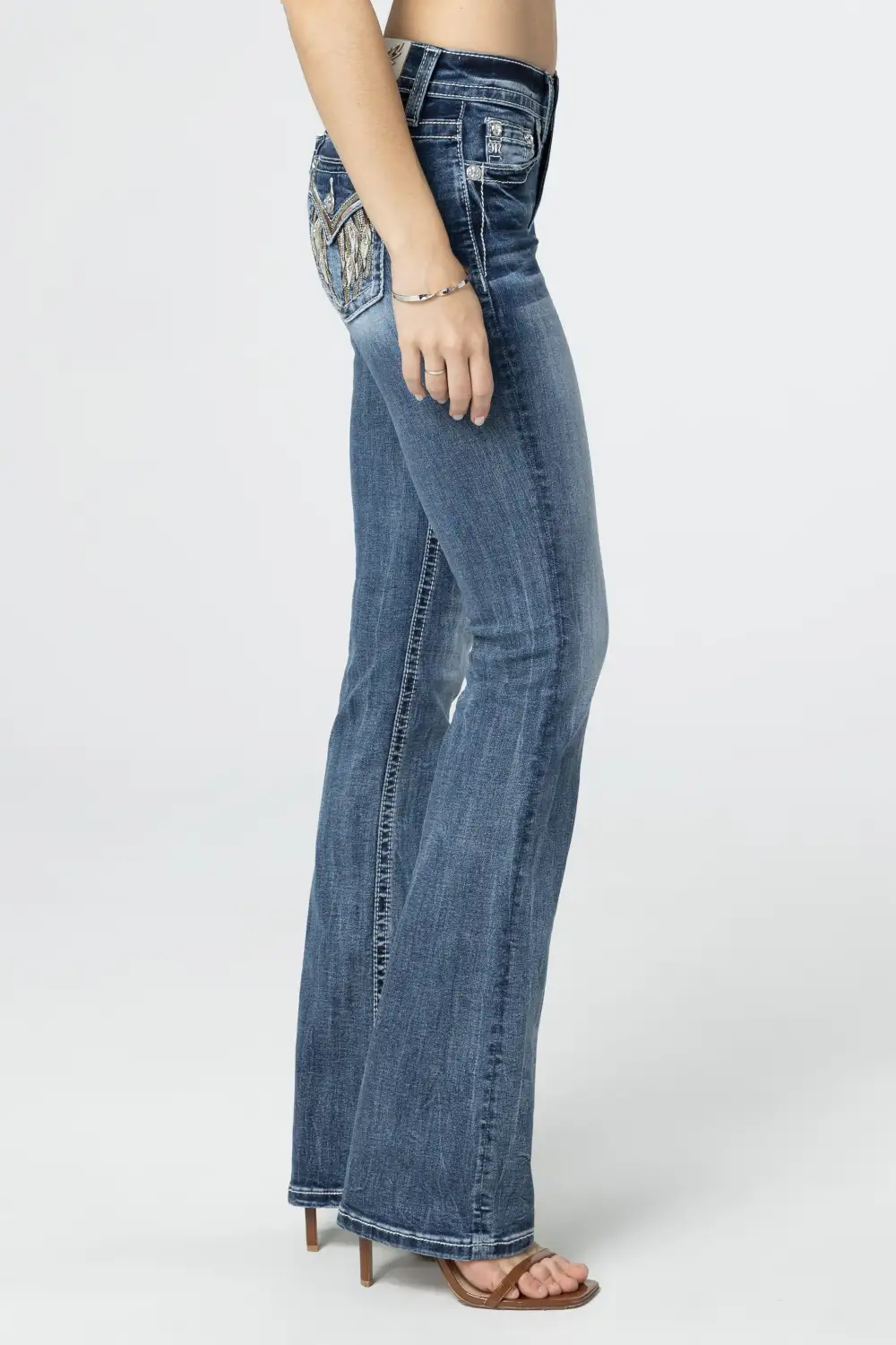 Natural Feather Wings Bootcut Jeans