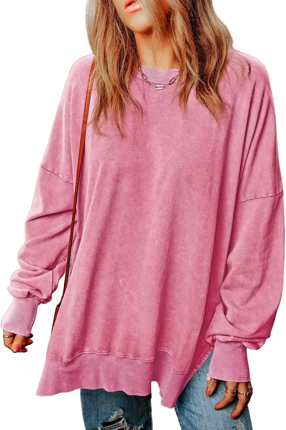 ✨Womens Casual Long Sleeve Crewneck Lightweight Pullover Tops