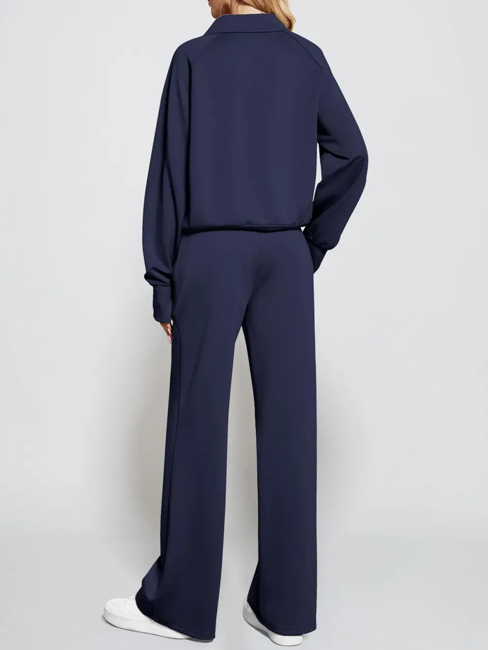 Women's Oversized Half Zip Wide Leg 2 Piece Outfits Lounge Set