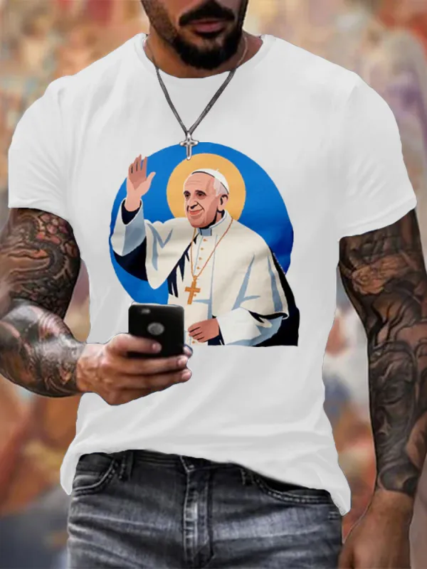 Men's I Love PF Print Short Sleeve Round Neck Cotton T-Shirt