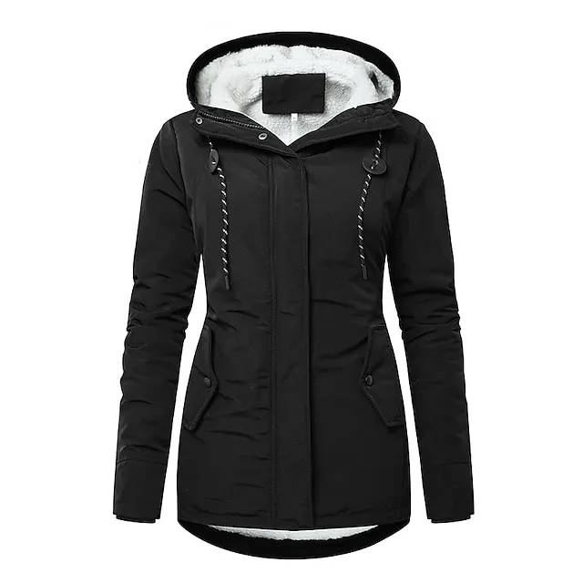 Women's Parka Street Fall Winter Puffer Jacket Long Coat Windproof Warm 3 in 1 Loose Casual Sports Jacket Long Sleeve Solid Color Zipper Purple Blushing Pink Waterpoof Daily Wear Down Parkas  Lined