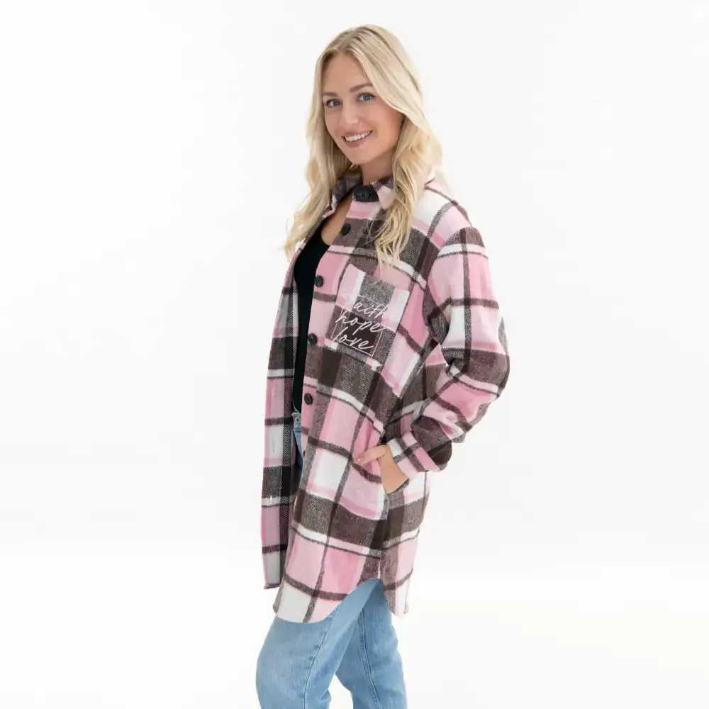 Faith Hope Love Plaid Shacket