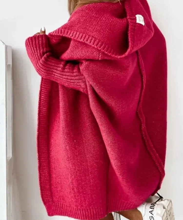 Hooded Sweater Bat-Shaped Soft Loose Back Patchwork Sweater