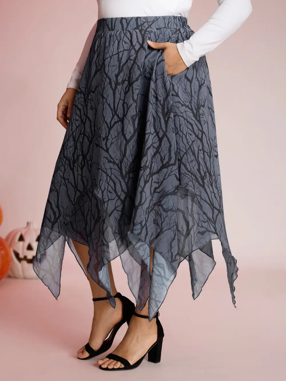 Dark Forest Halloween Handkerchief Hem Skirt