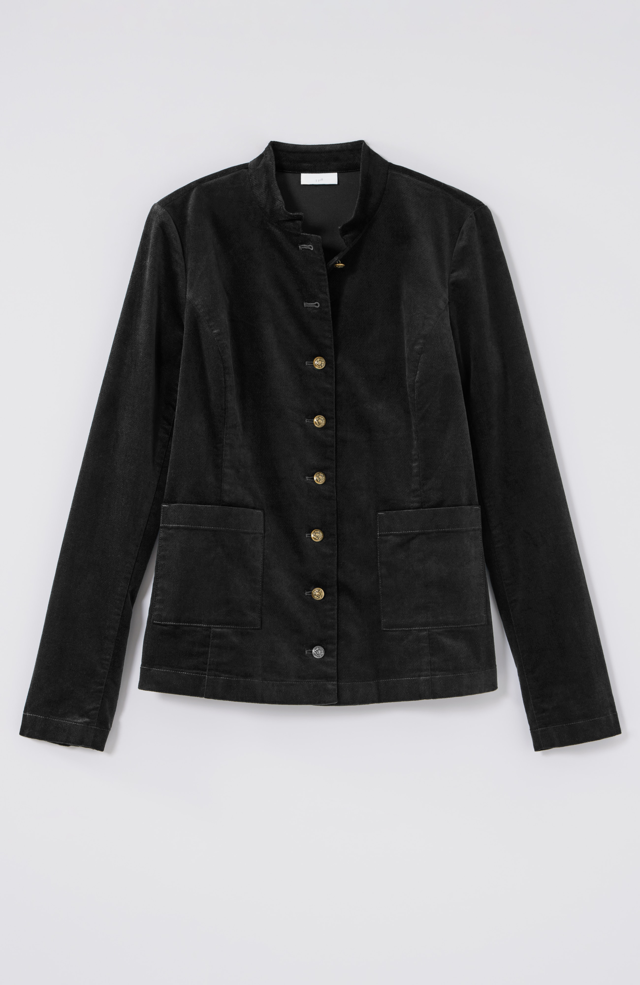Velveteen-Stretch Military Jacket