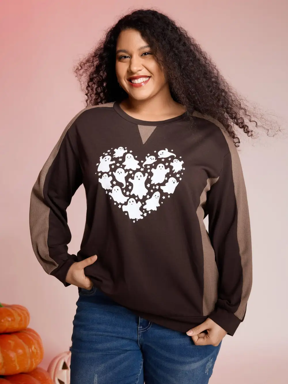 Haunted Heart Relaxed Fit Round Neck Sweatshirt