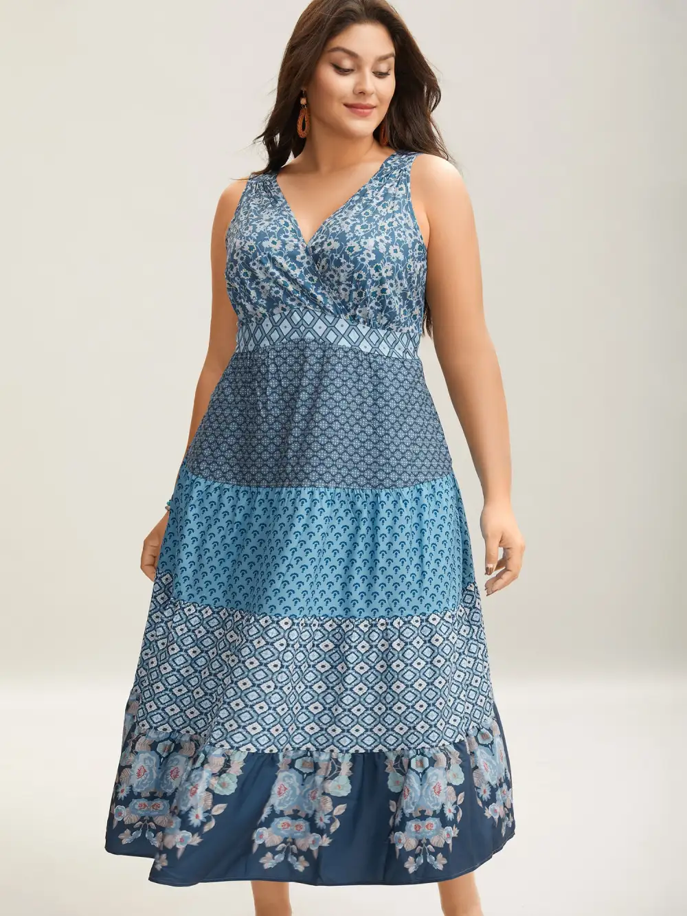 Bandana Patchwork Floral Sleeveless Dress