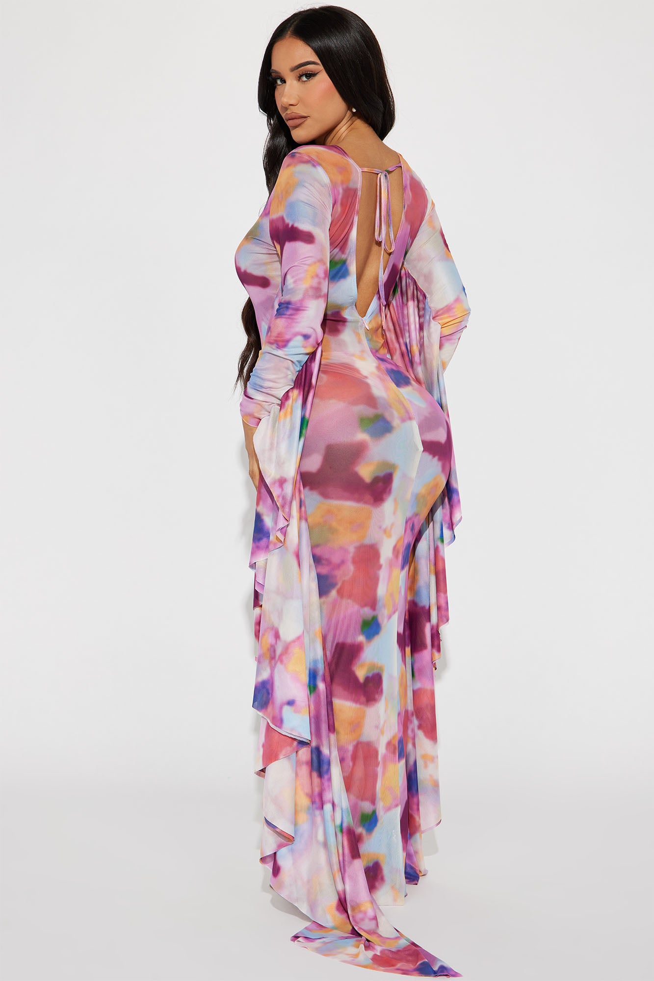 Mariposa Mesh Maxi Dress - Pink/combo