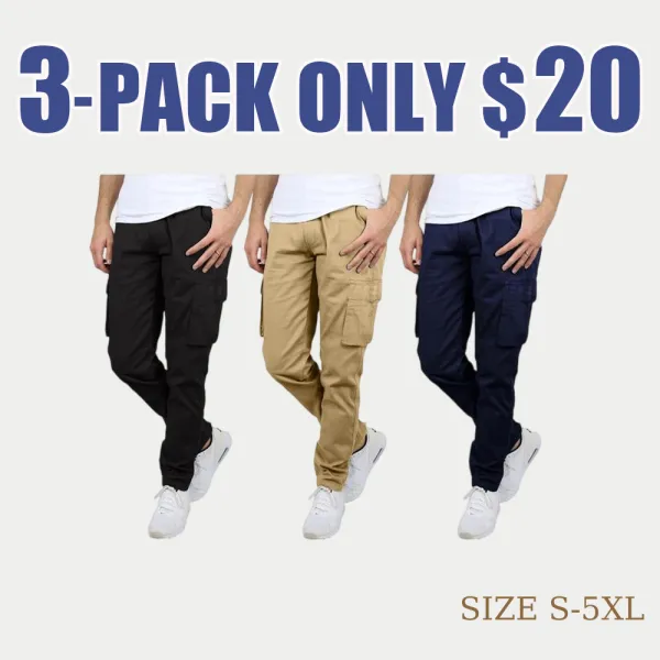 Men's 3 Pack Flex Stretch Cotton Cargo Pants