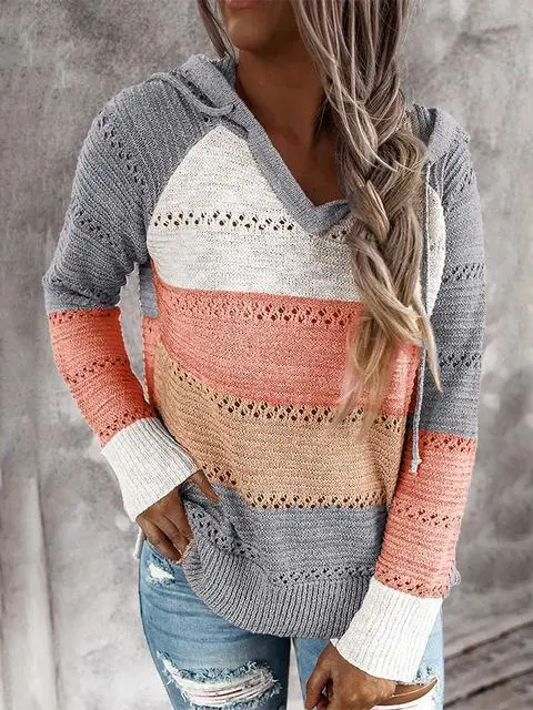 Hollow Out Knitted Lightweight Casual Long sleeve Tops