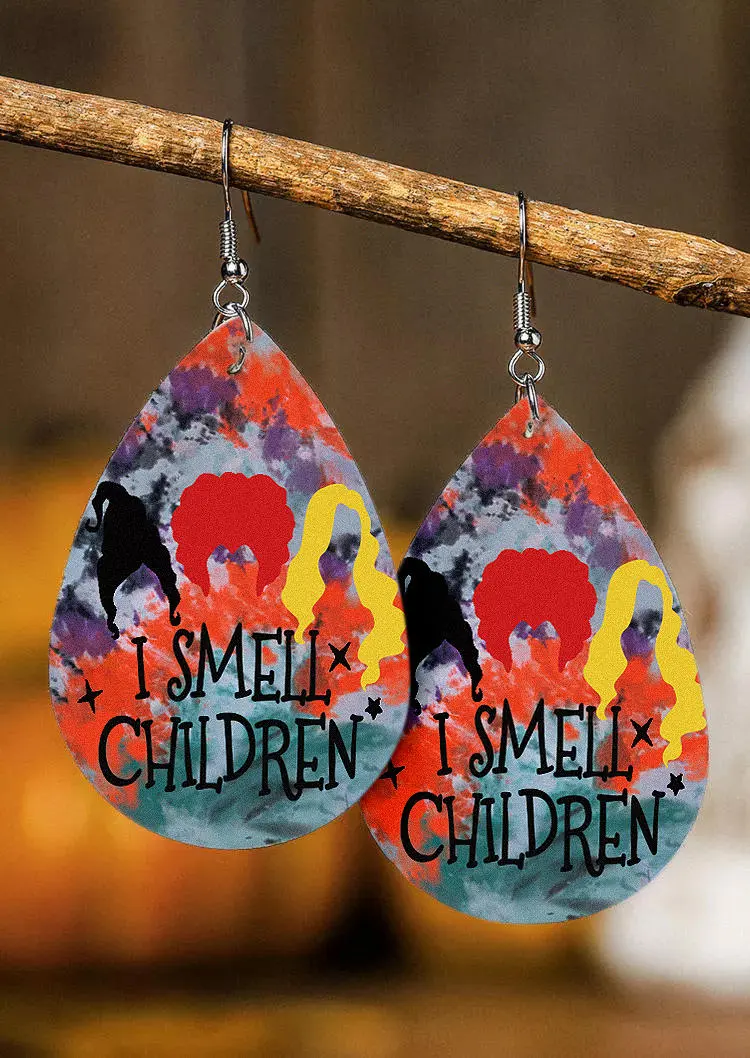 Halloween I Smell Children Acrylic Water Drop Earrings