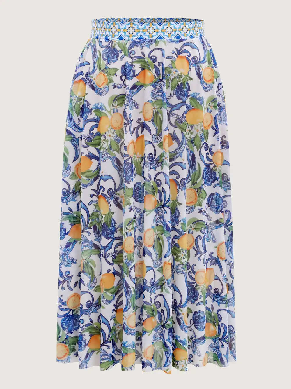 Two-Piece Citrus Print Sarong Swimsuit