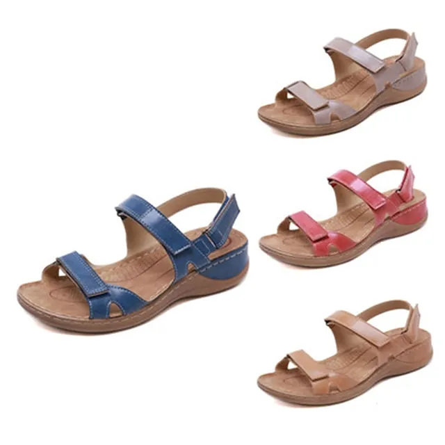 Women's Sandals Comfort Shoes Platform Sandals Plus Size Outdoor Daily Summer Wedge Heel Round Toe Casual Minimalism Walking Shoes PU Leather PU Ankle Strap Solid Color Solid Colored Yellow Pink Blue