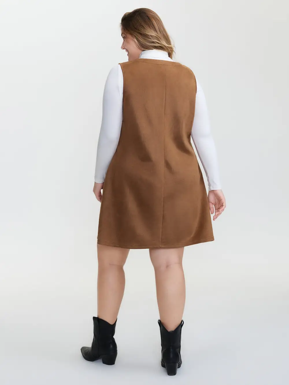 Suede Striped Toothpick Pleats Mini Dress